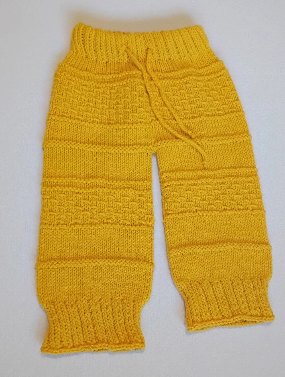 Handmade Yellow Woolen Baby Leggings Textured Knit Lounge Pants